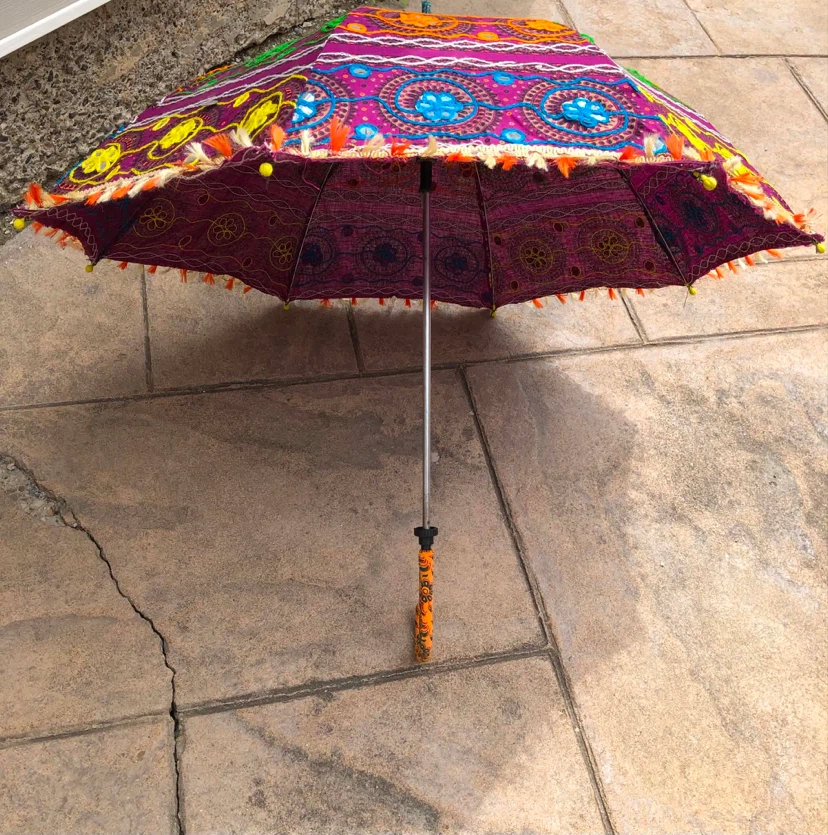 Embroidered Umbrella with Mirror Work - photo 3
