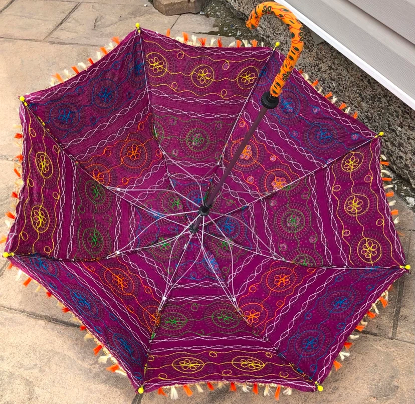 Embroidered Umbrella with Mirror Work - photo 5