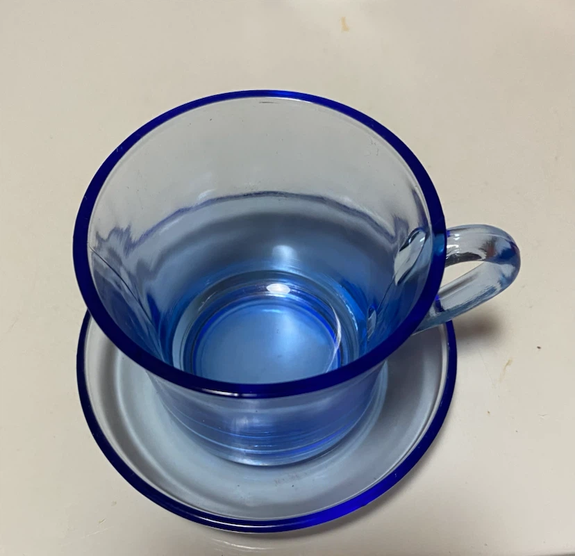 Colgate Blue Glass Tea Cup and Saucer Set - photo 2