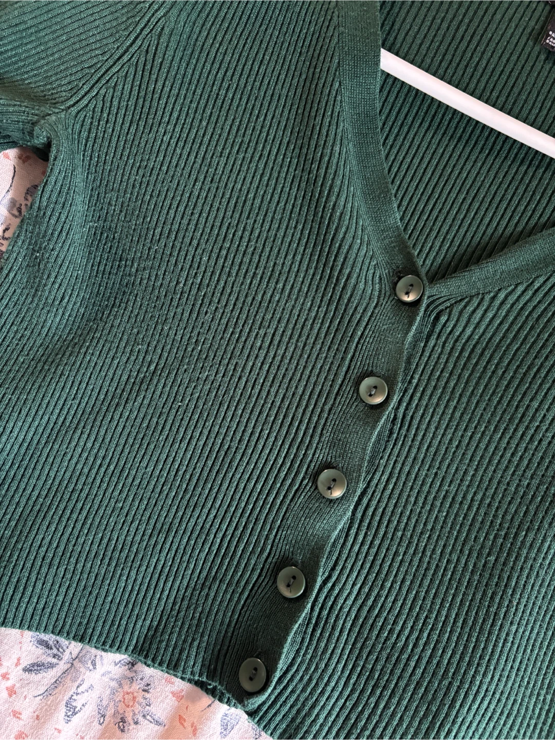 Green Ribbed Cardigan - Medium - photo 2