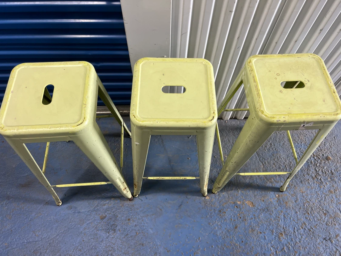 Set of 3 Light Green Metal Bar Stools - photo 2