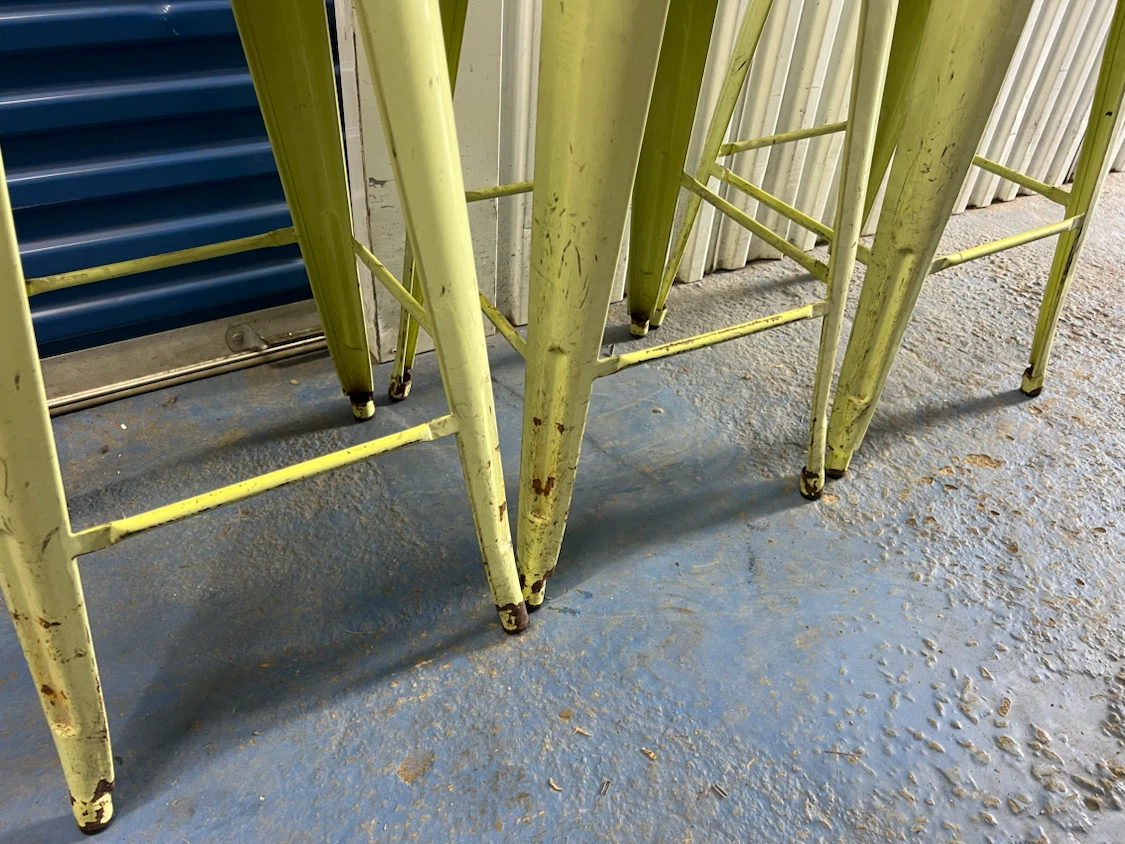 Set of 3 Light Green Metal Bar Stools - photo 3
