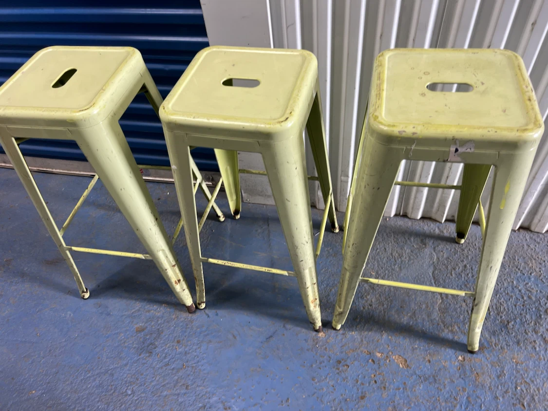 Set of 3 Light Green Metal Bar Stools - photo 5