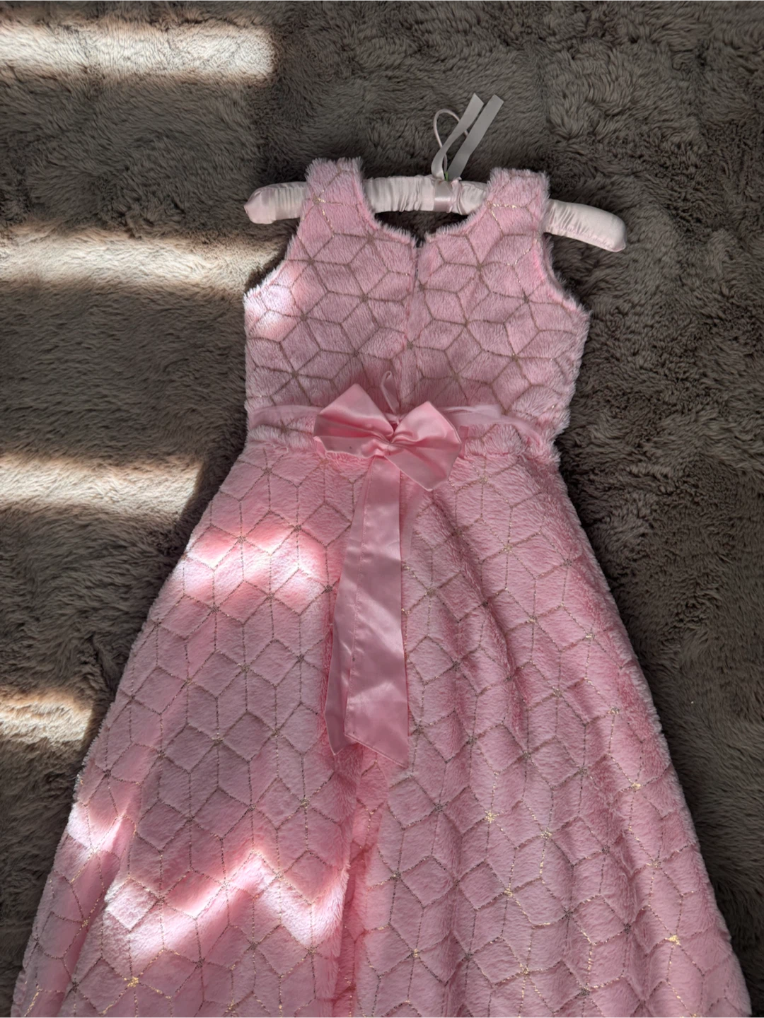 Pink Faux Fur Dress with Gold Accents - photo 2