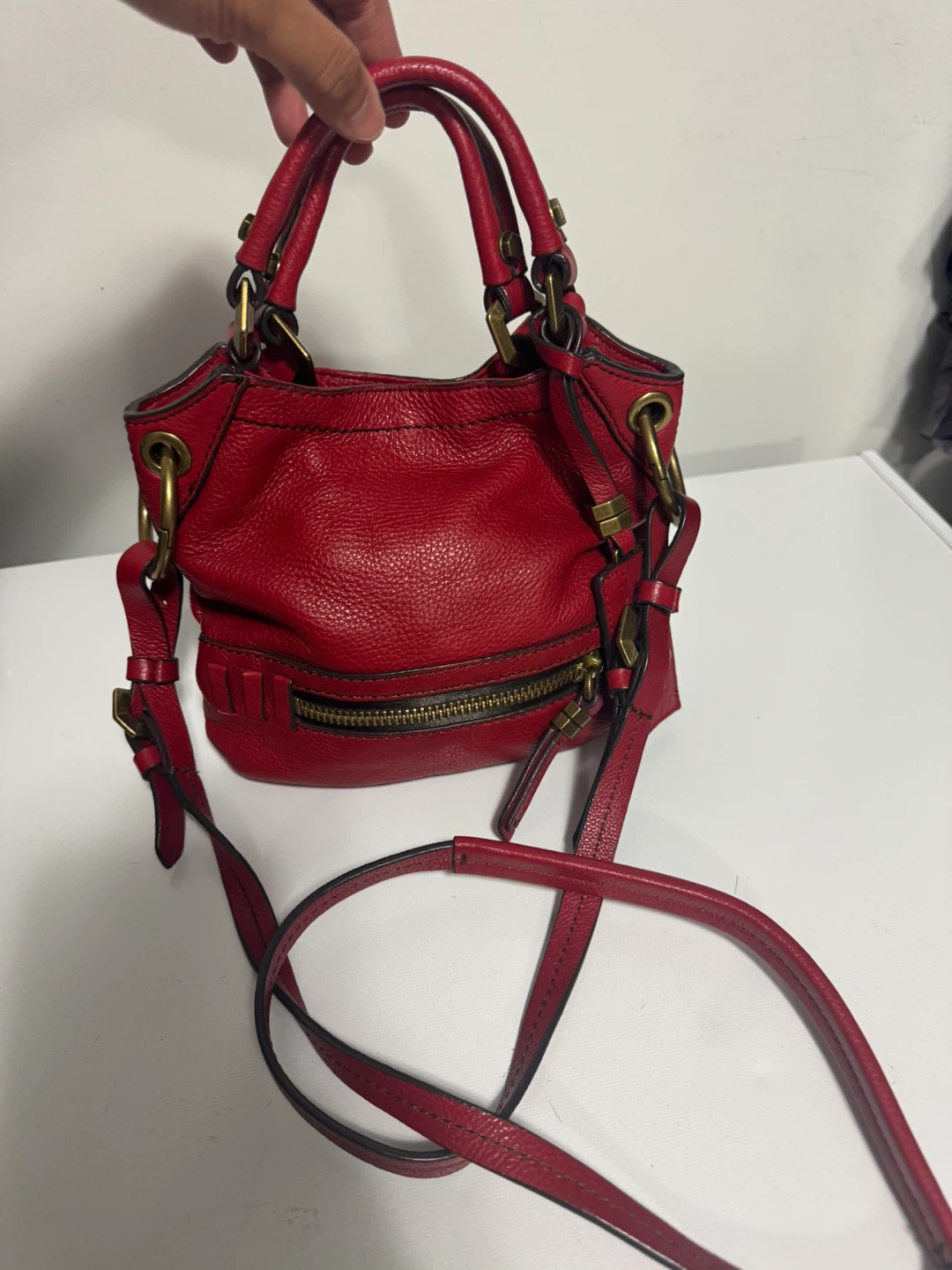 Oryany red leather Satchel Handbag