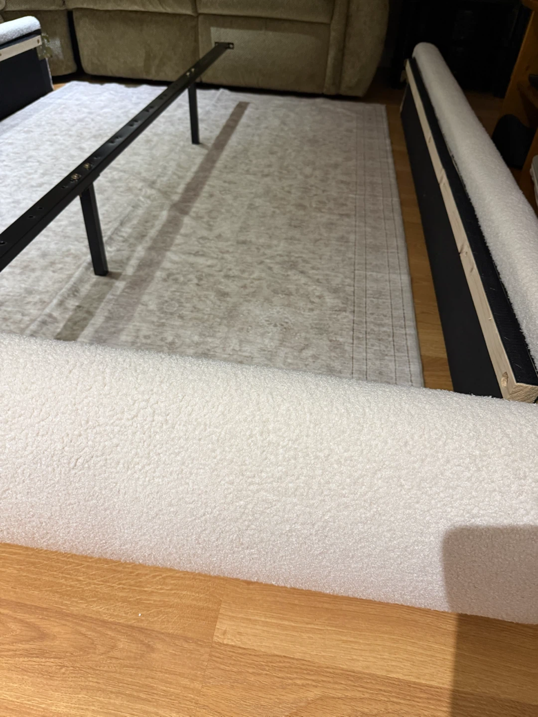 QueenWhite Teddy Fabric Bed Frame