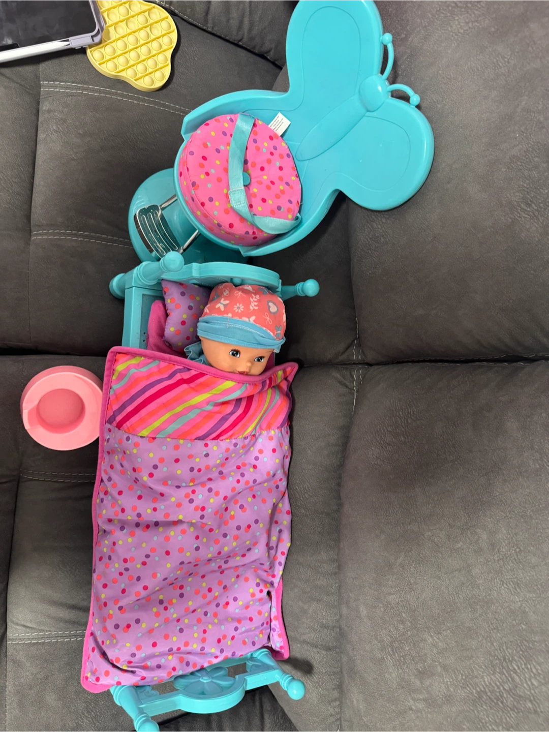 Doll Bedding Set with Butterfly Chair