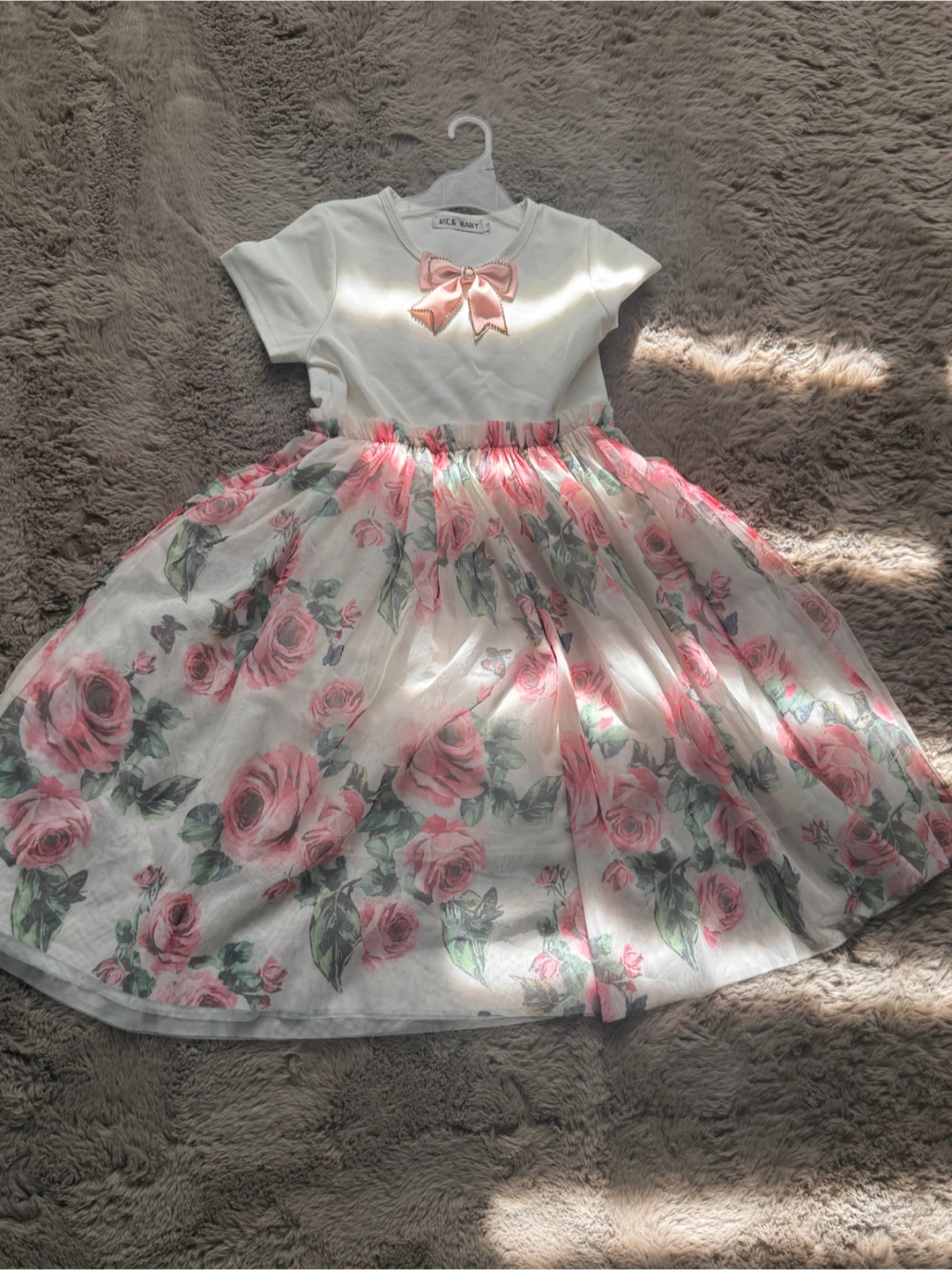 Girls Dress - Pink Rose Floral