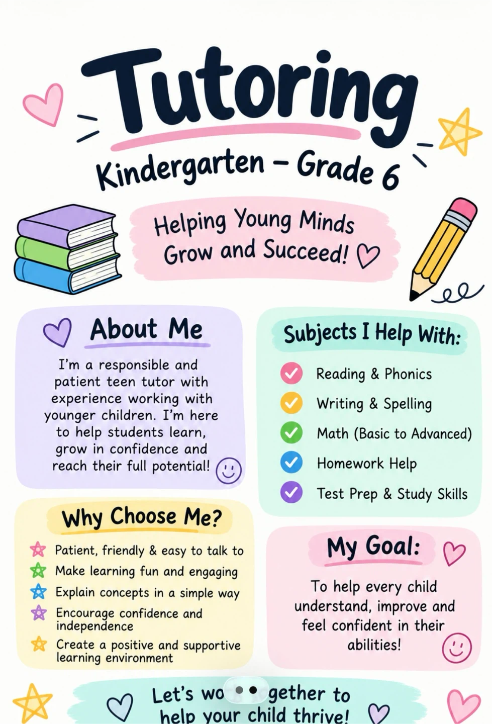 Tutoring for Kindergarten to Grade 6 Students