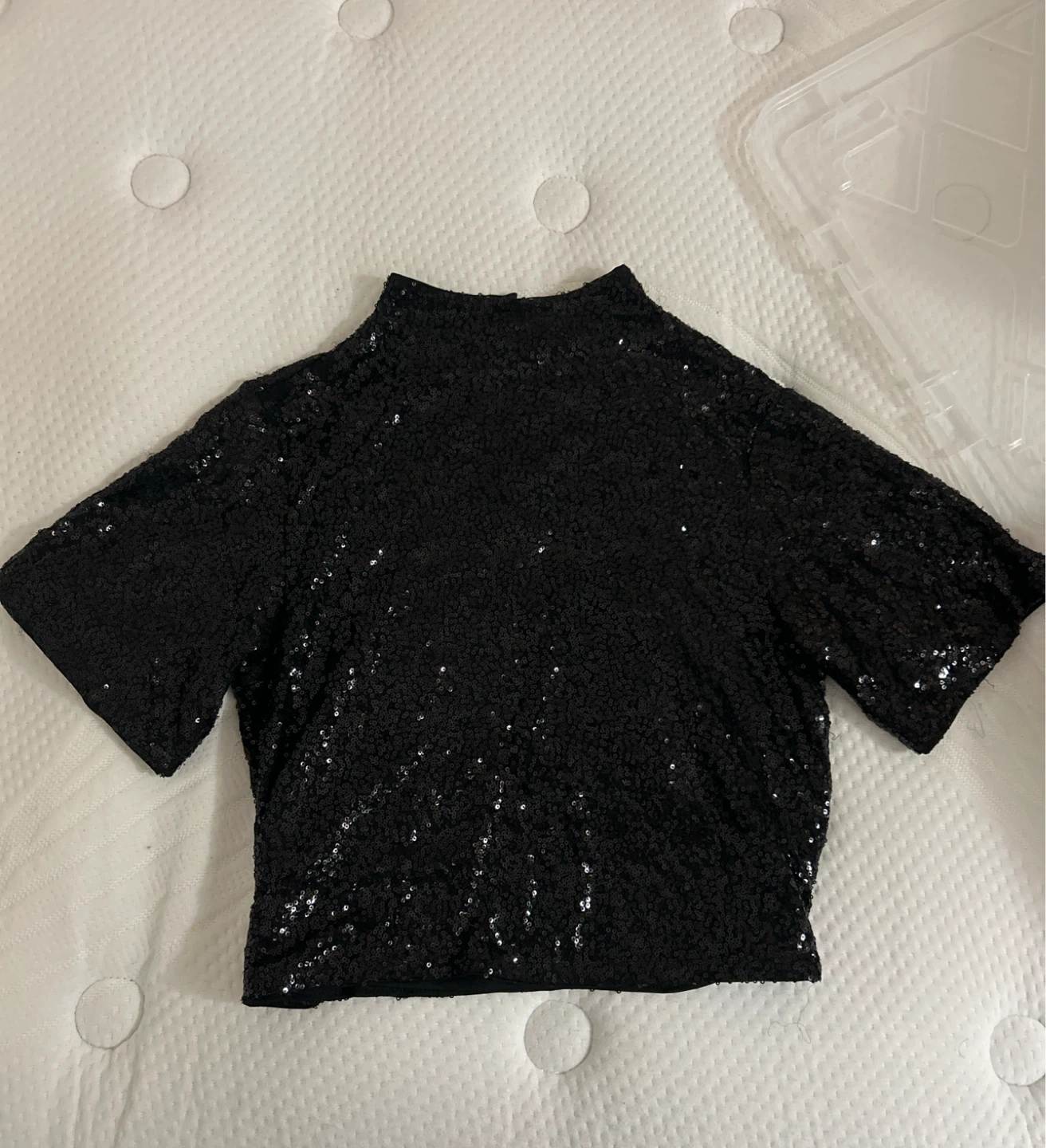 H&M Black Sequin Short Sleeve Top
