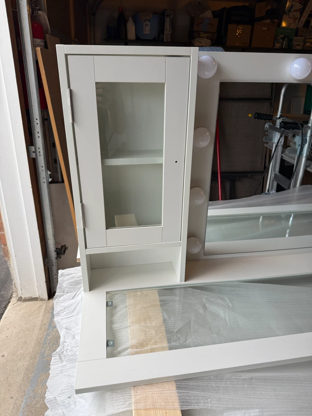 TOP ONLY !!55” White Vanity Mirror with Lights and Cabinet - photo 2