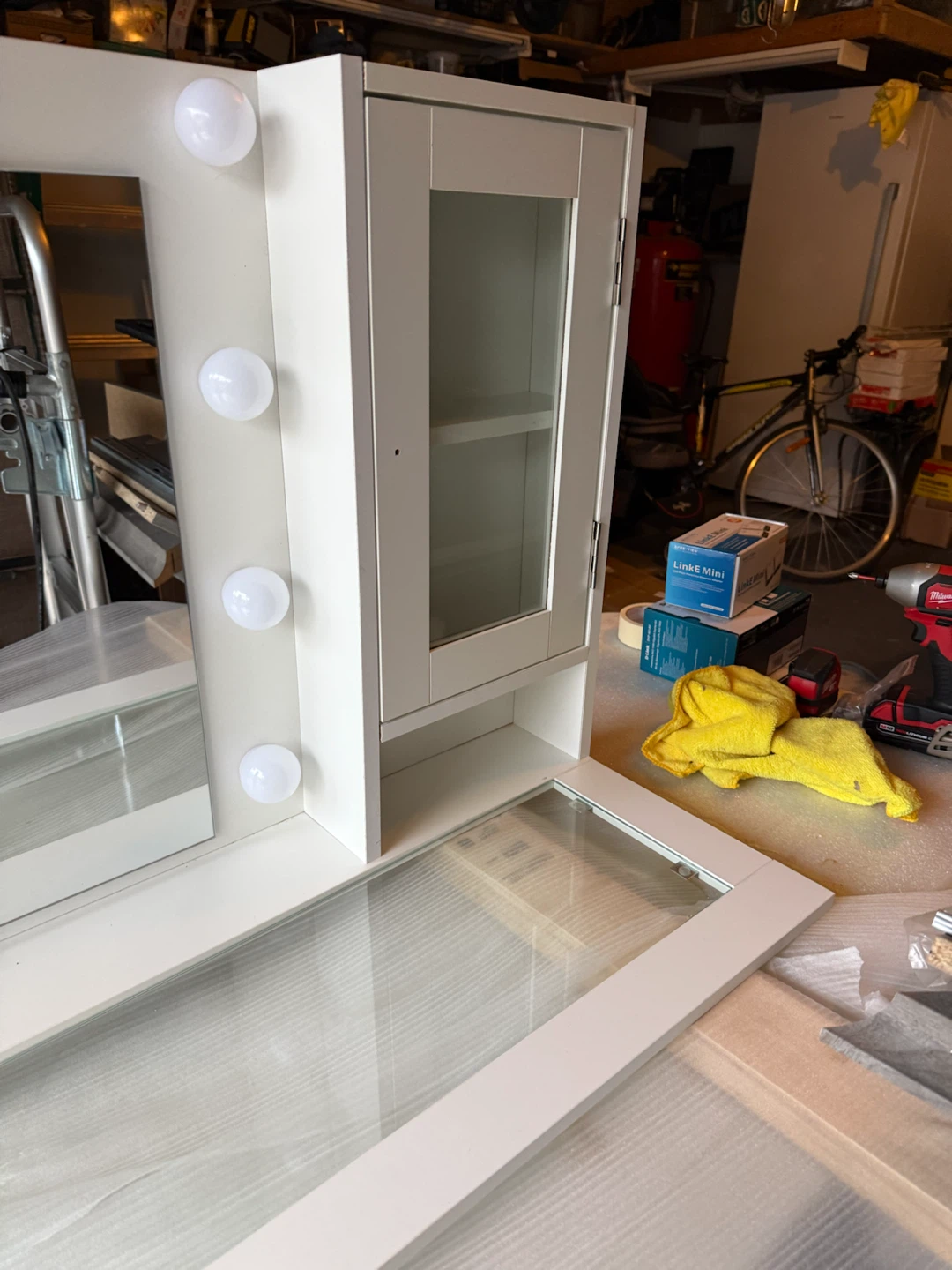 TOP ONLY !!55” White Vanity Mirror with Lights and Cabinet - photo 3