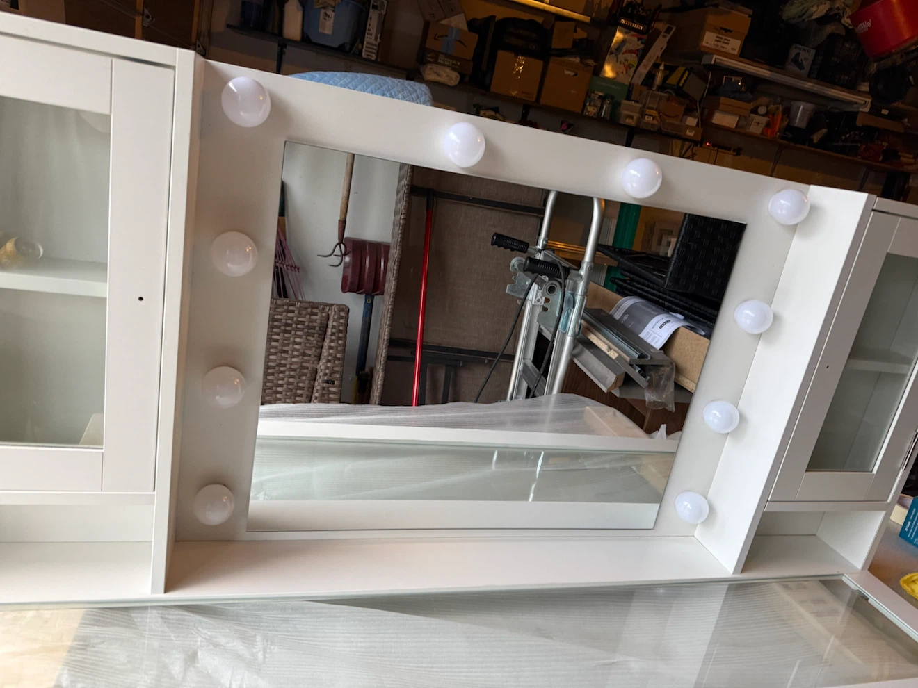 TOP ONLY !!55” White Vanity Mirror with Lights and Cabinet - photo 4