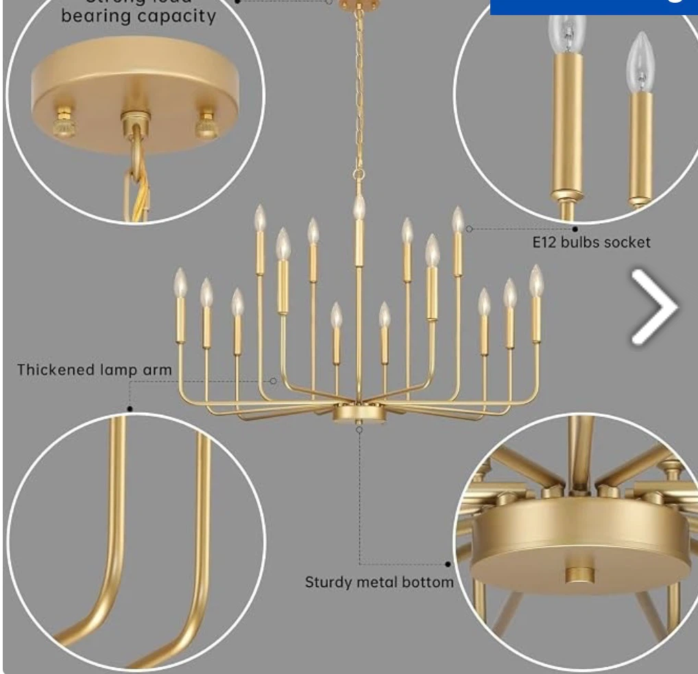 Gold 15-Light Chandelier Fixture - photo 2