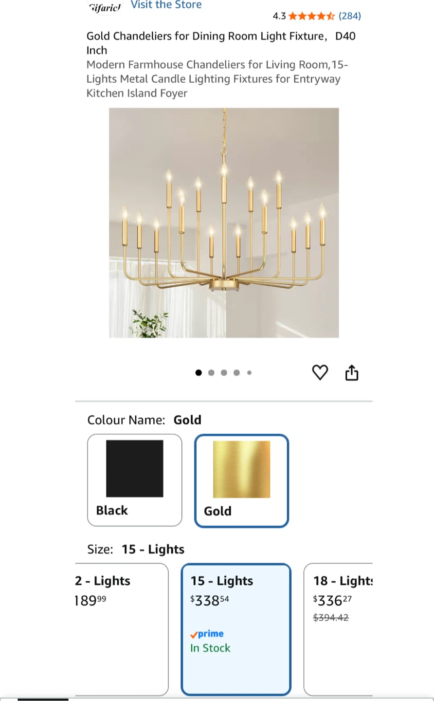 Gold 15-Light Chandelier Fixture - photo 5