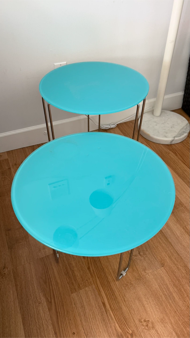 Set of 2 Turquoise Nesting Side Tables