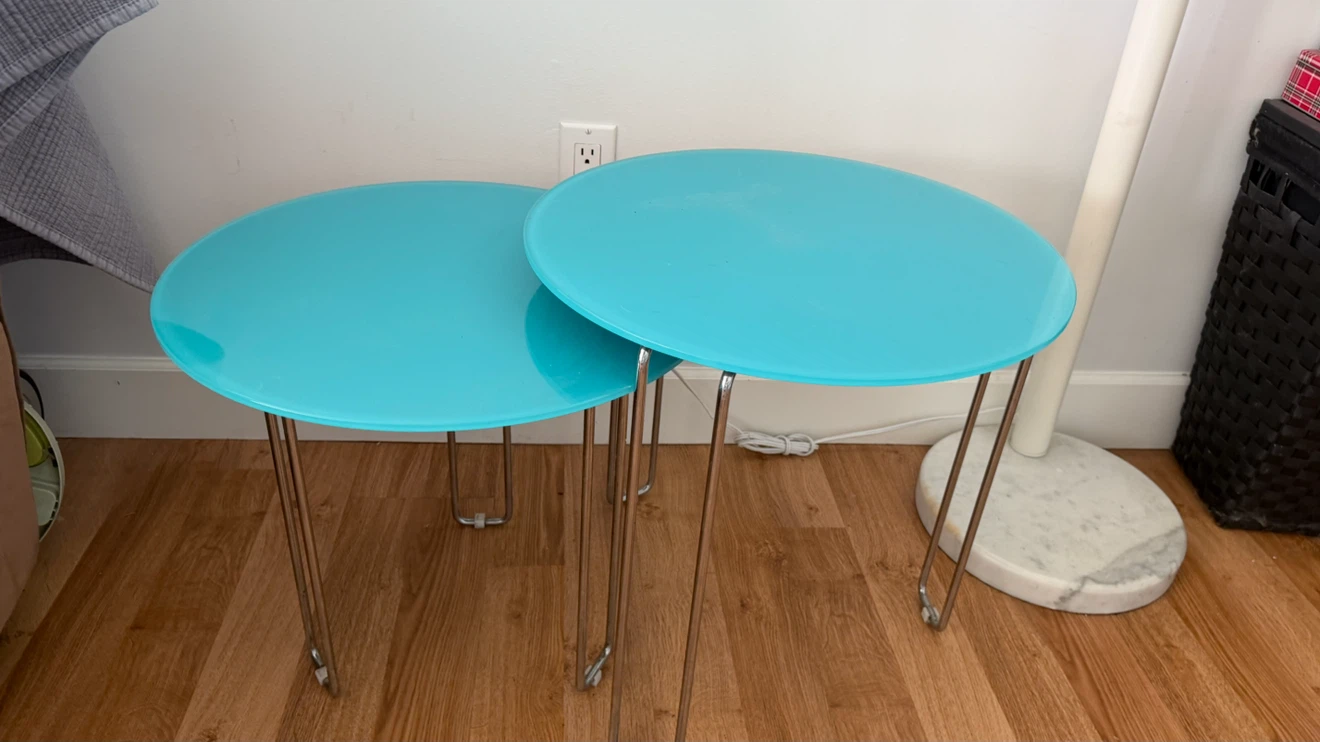 Set of 2 Turquoise Nesting Side Tables - photo 3
