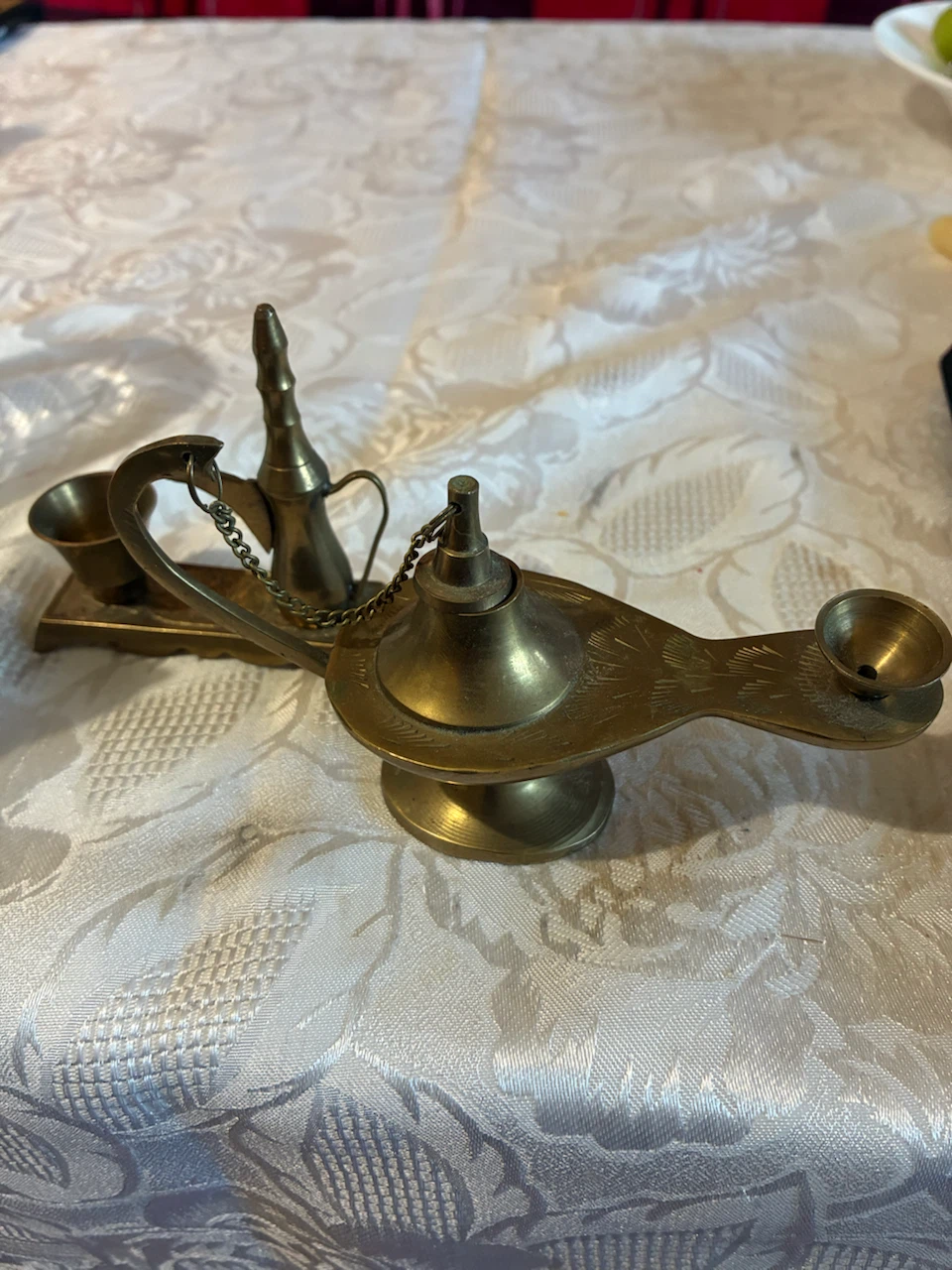 Brass Aladdin Style Oil Lamp with Chain