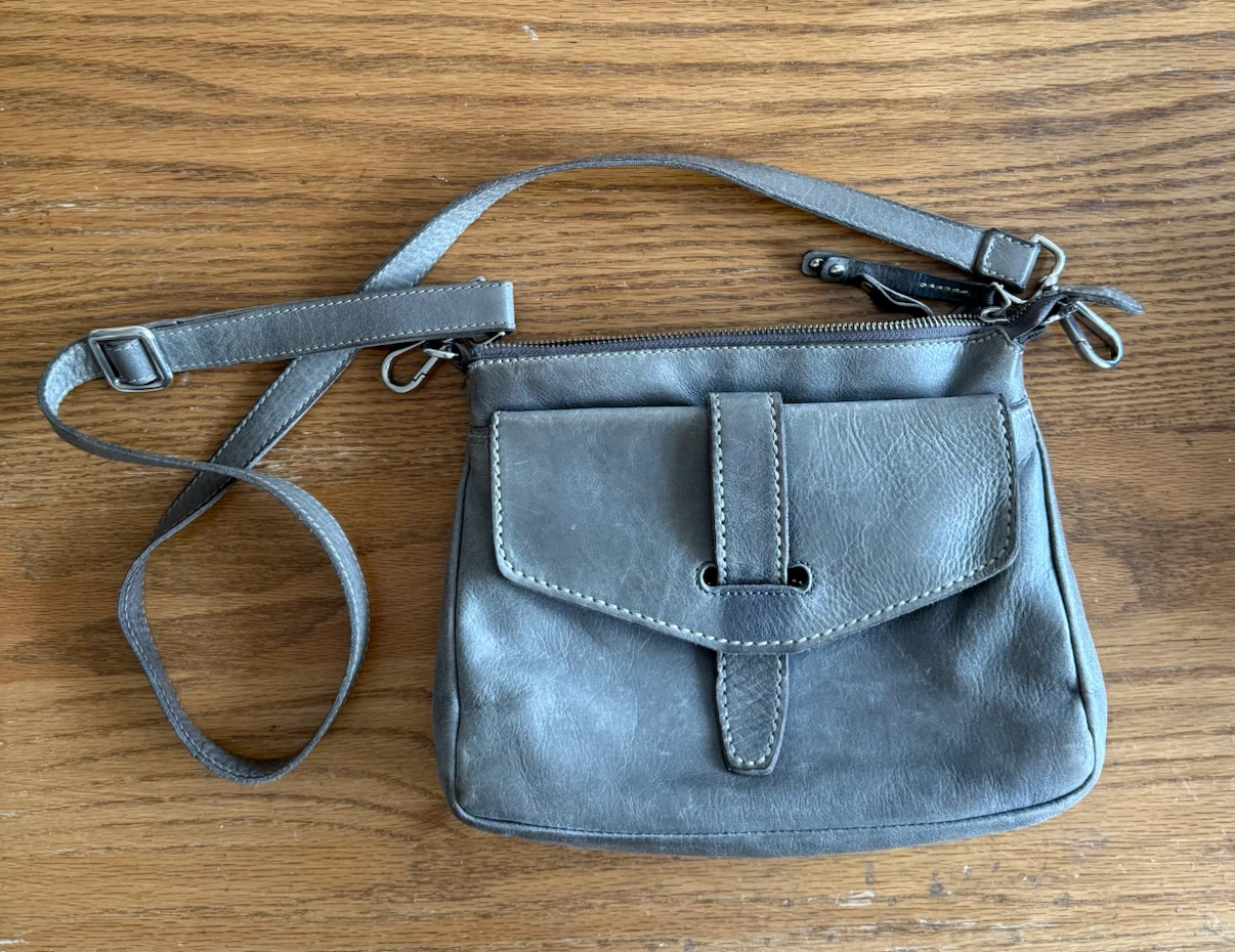 Genuine Roots Leather Crossbody Purse – Grey - photo 2