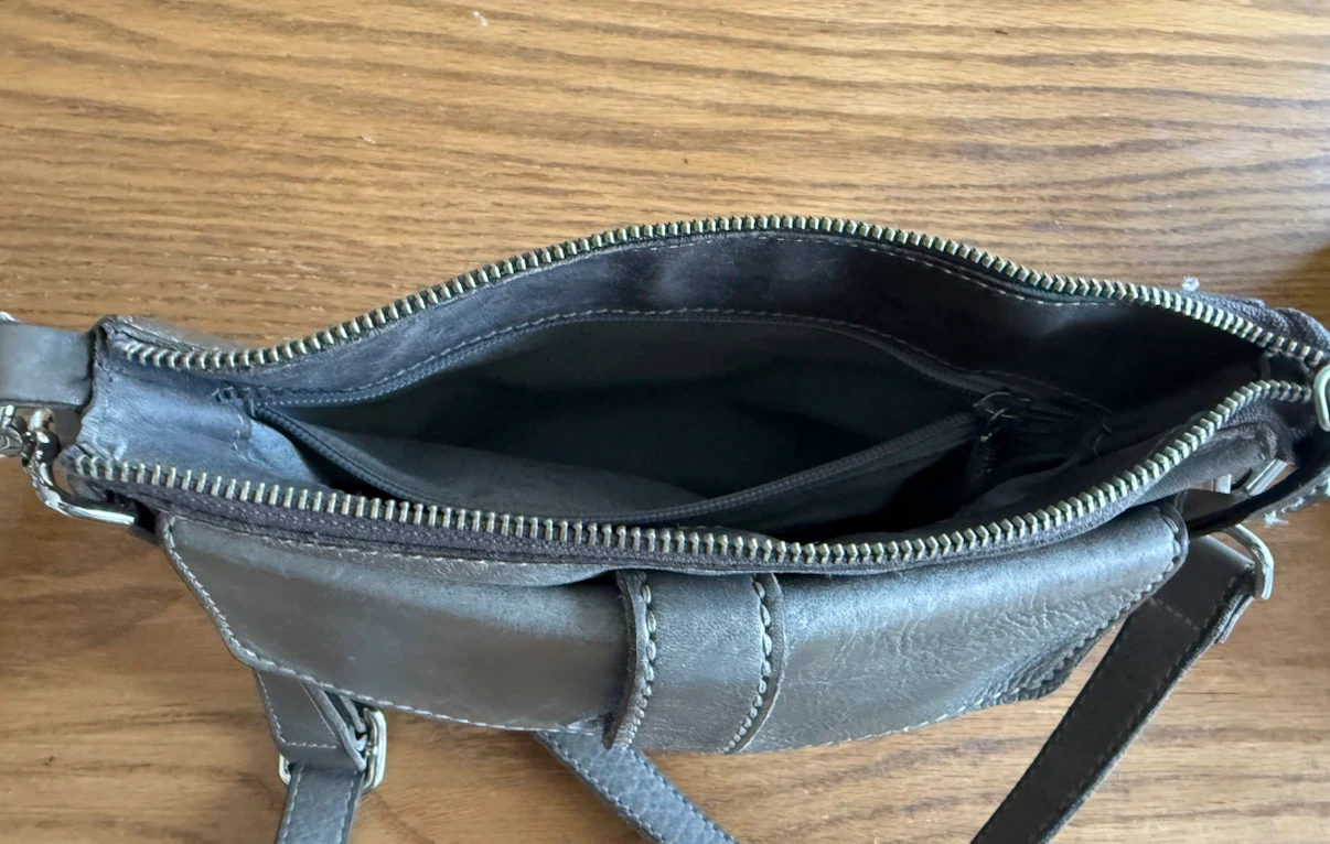 Genuine Roots Leather Crossbody Purse – Grey - photo 4