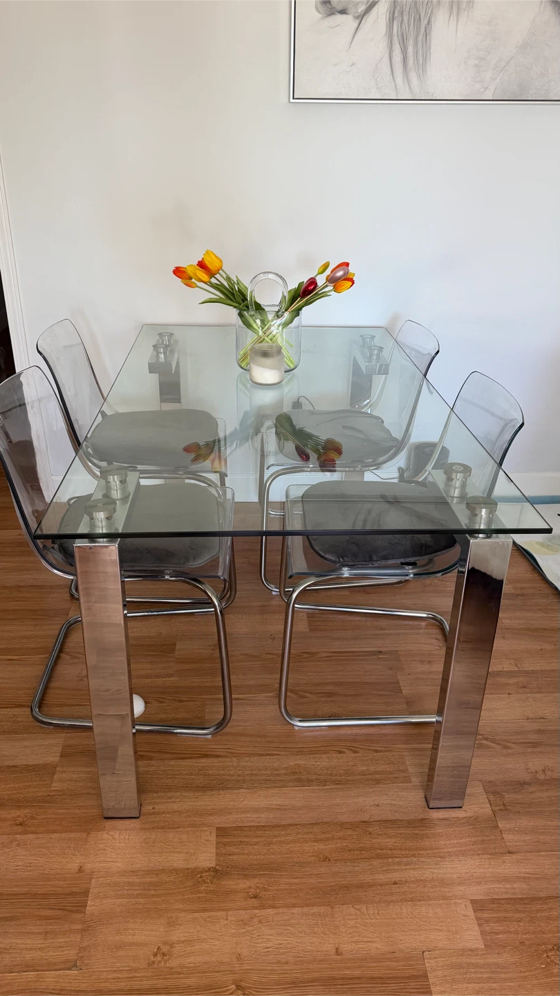 Glass Dining Table with 4 Chairs - photo 2