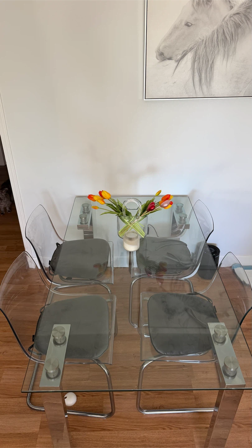 Glass Dining Table with 4 Chairs - photo 3