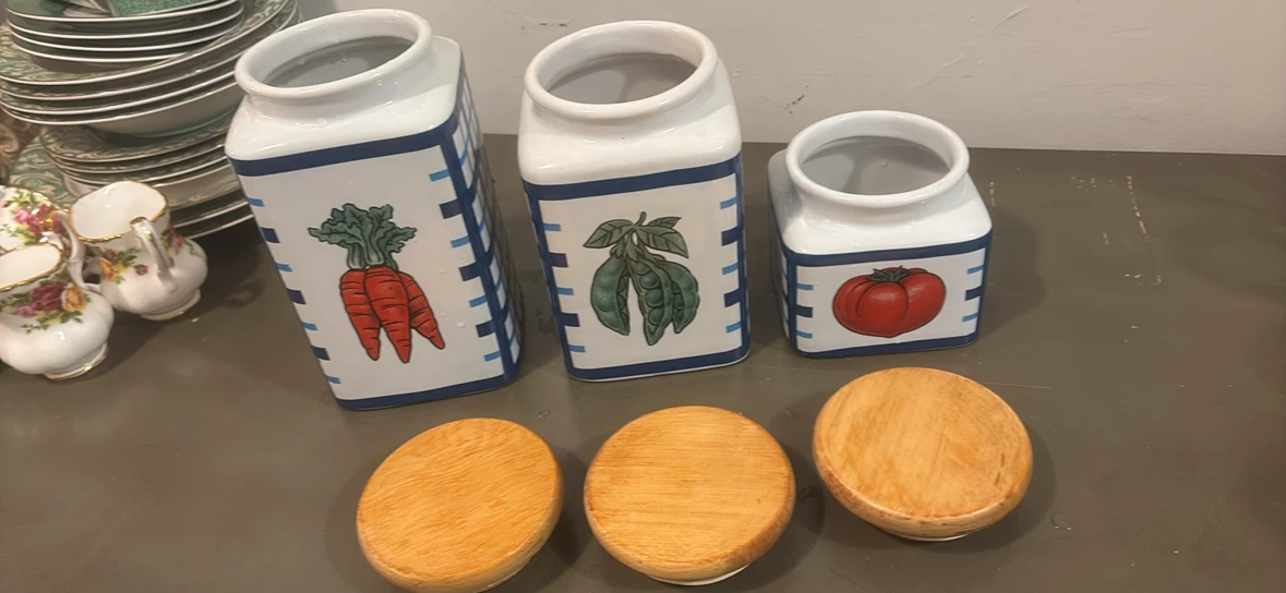 Ceramic Kitchen Canister Set - Vegetable Design