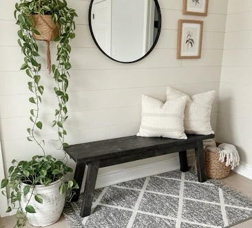 Dark Wood Entryway Bench NEW