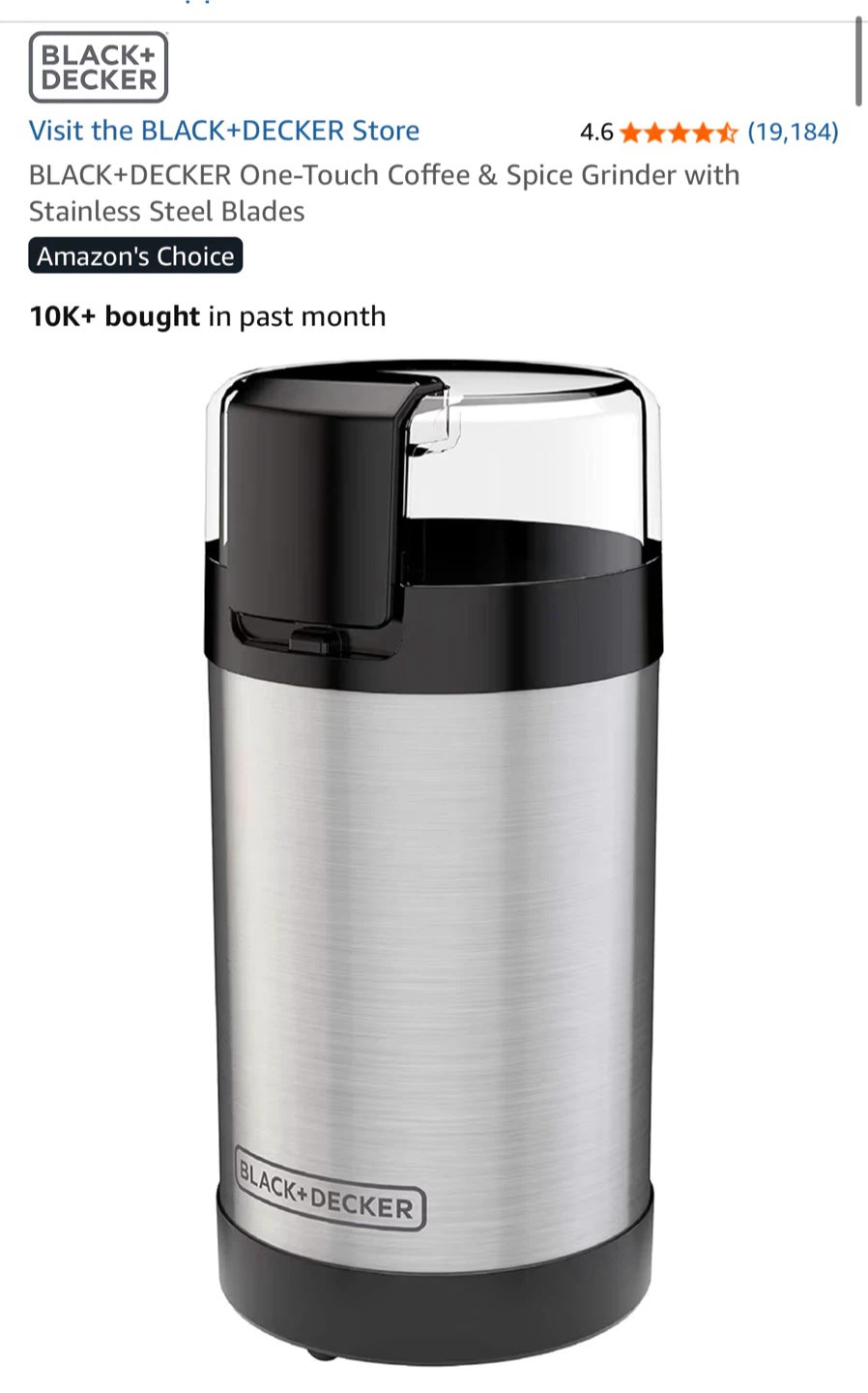 BLACK+DECKER One-Touch Coffee & Spice Grinder - photo 4