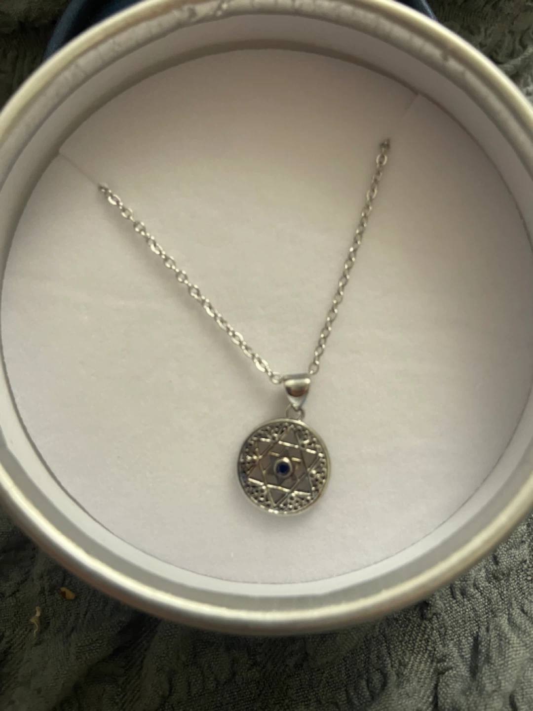 Star of David Necklace with Blue Stone - photo 2