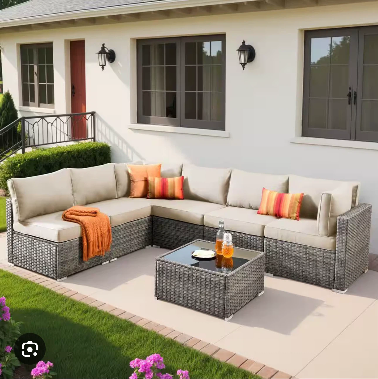 Wicker Sectional Patio Furniture Set