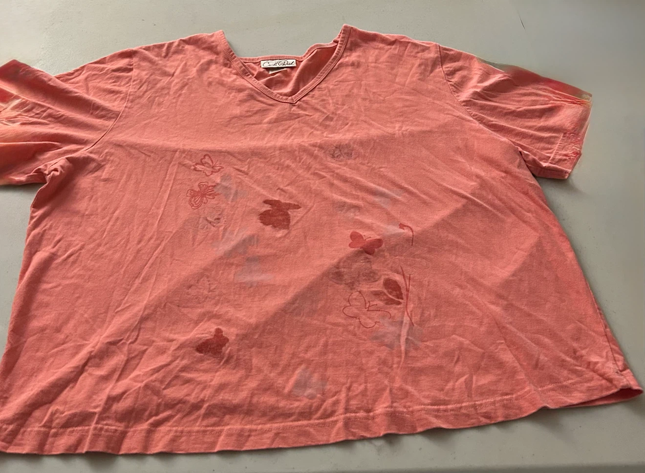Carroll Reed 1X V-Neck 100% Cotton Peach Shirt
