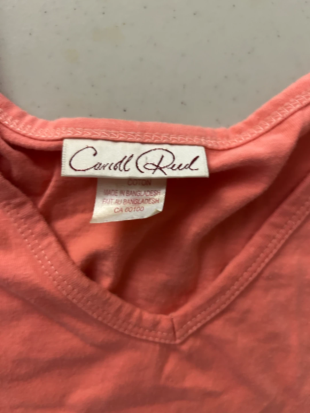 Carroll Reed 1X V-Neck 100% Cotton Peach Shirt - photo 3