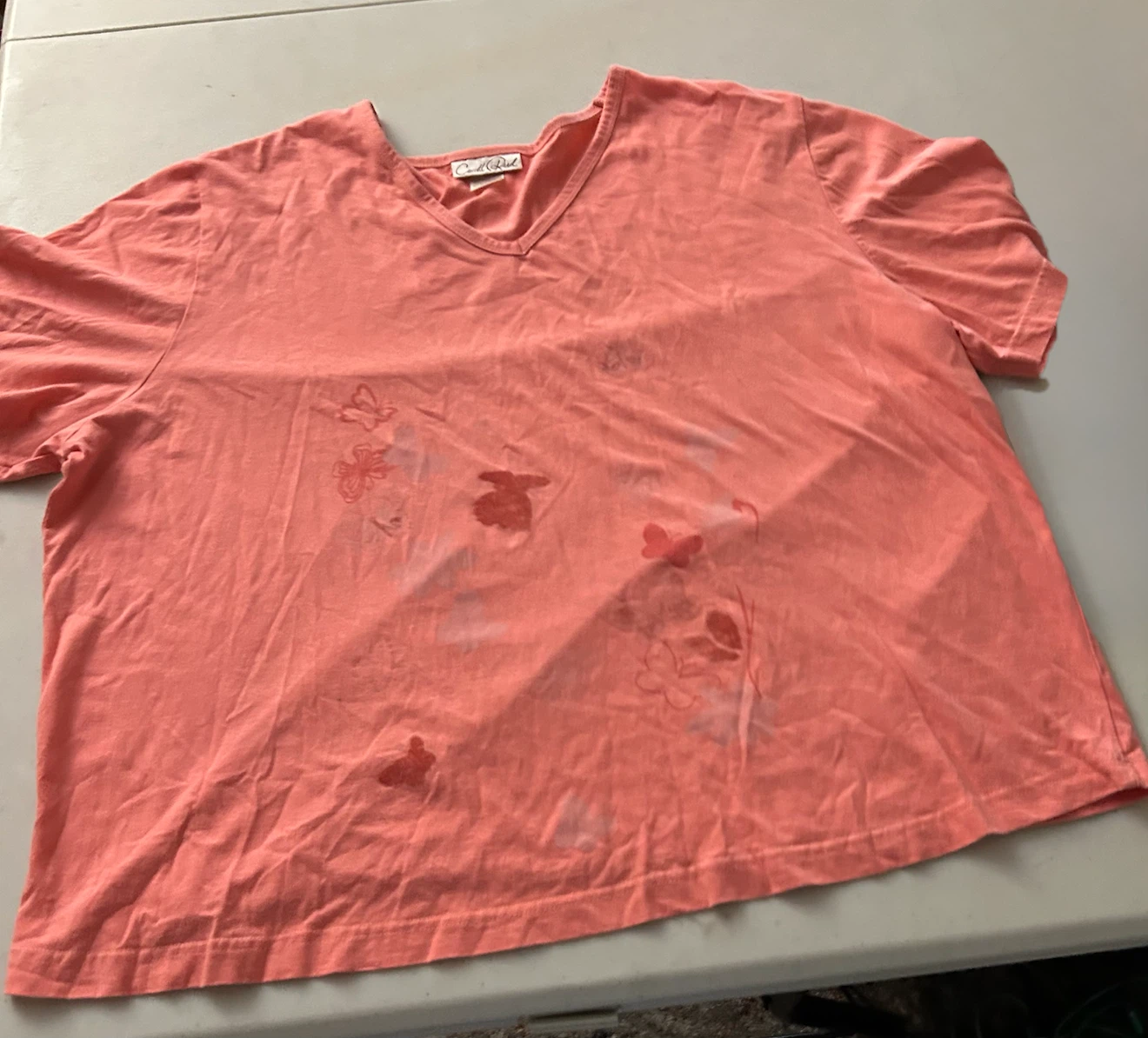 Carroll Reed 1X V-Neck 100% Cotton Peach Shirt - photo 4