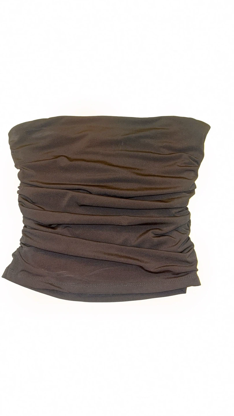 Black Strapless Ruched Tube Top