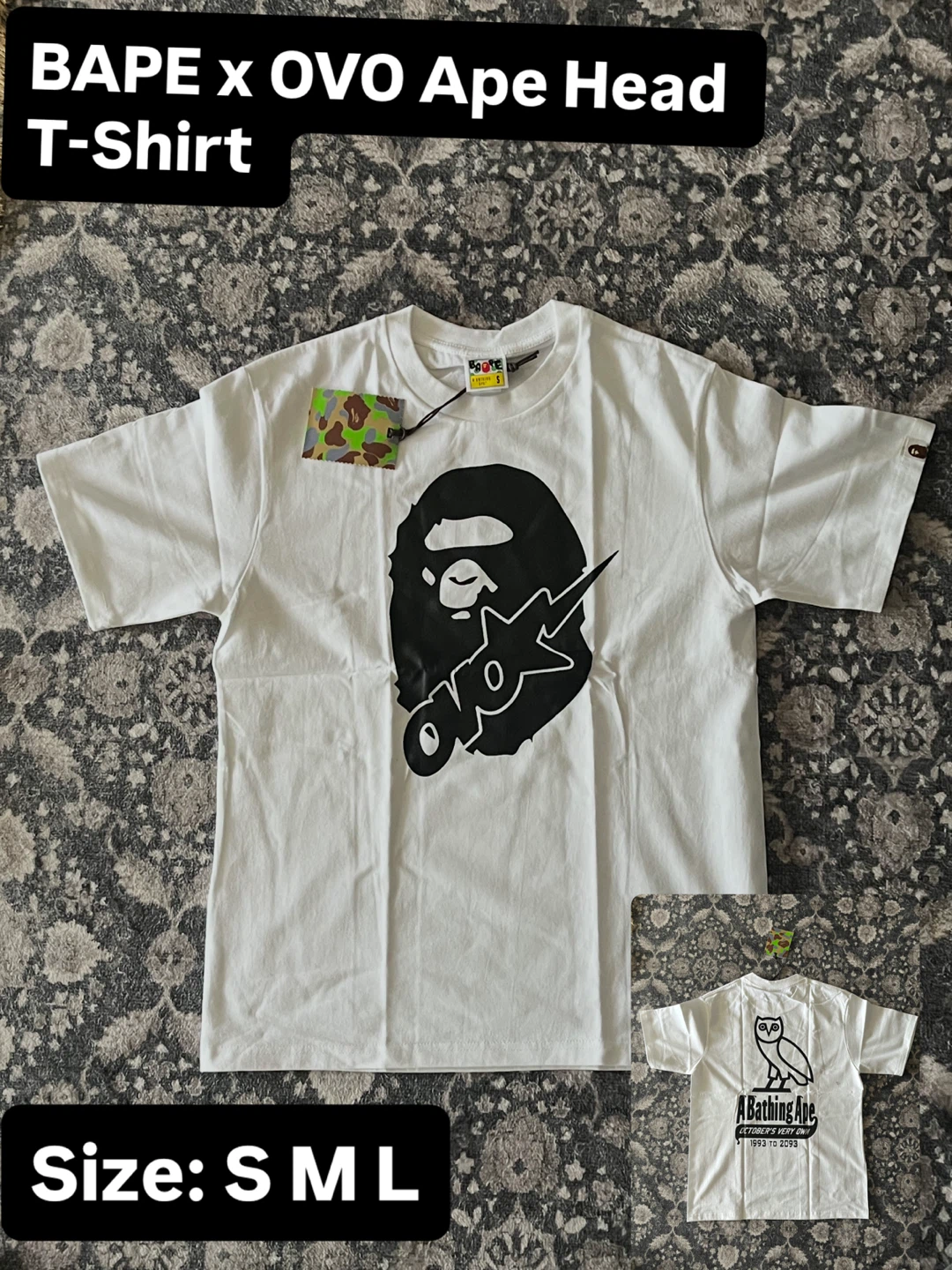 BAPE x OVO Ape Head T-Shirt - White
