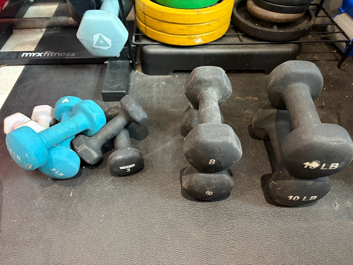 Assorted Dumbbells - 2lb, 3lb, 5lb, 8lb, 10lb