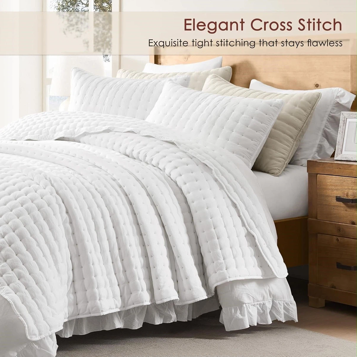WDCOZY Queen Quilt Set - White - photo 3