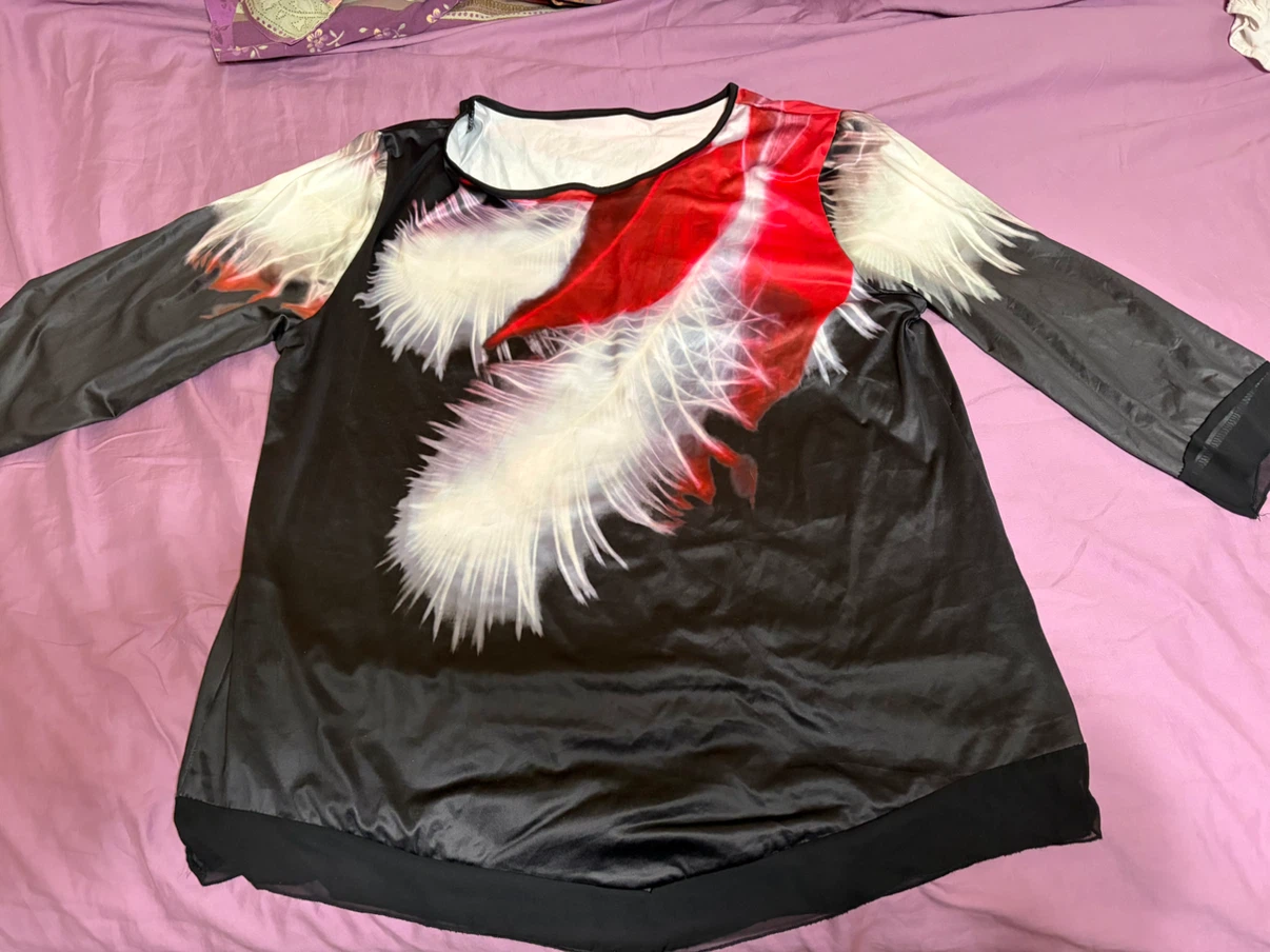 Black Graphic Print Long Sleeve Top 5XL