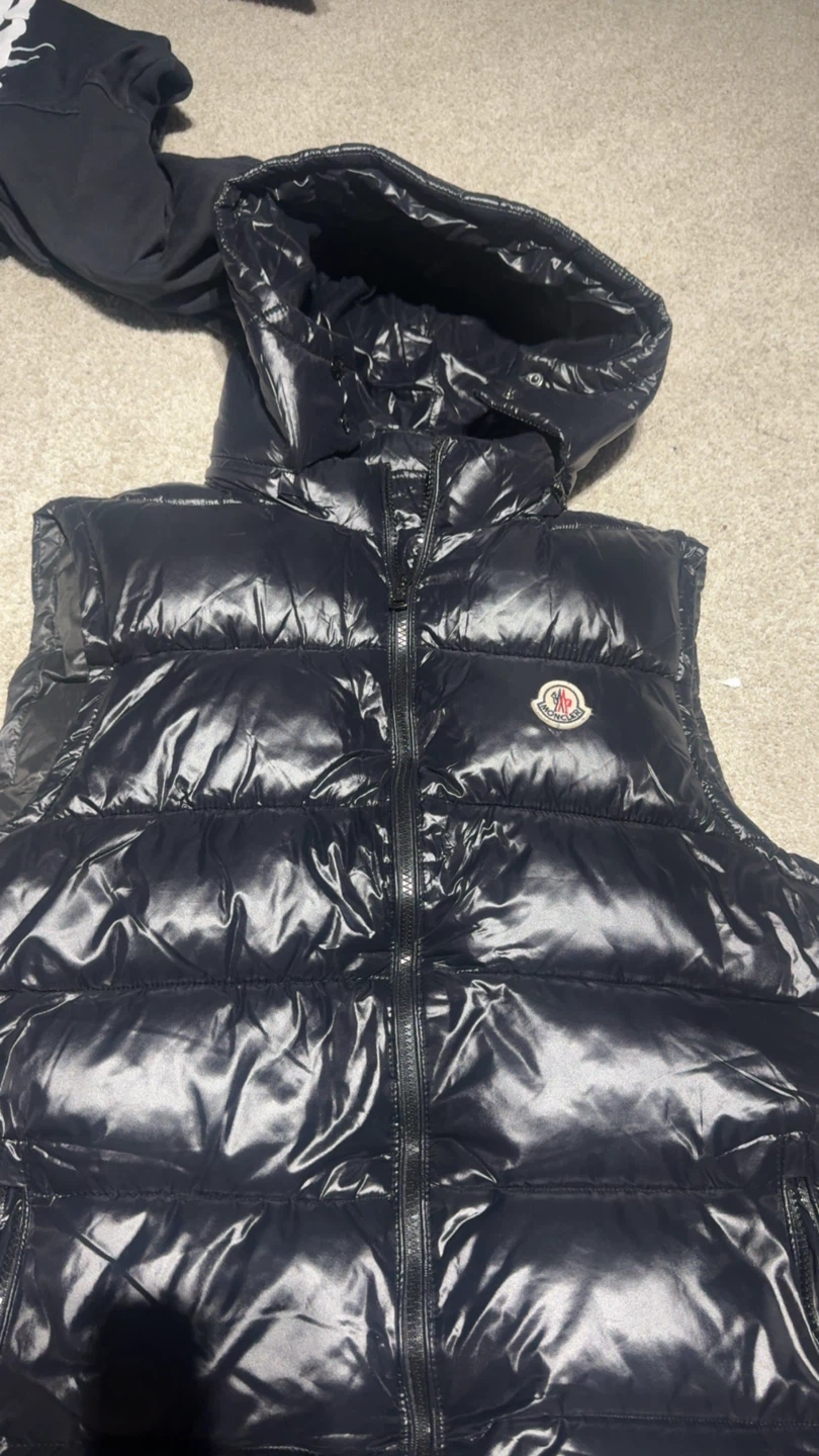 Moncler Black Puffer Vest with Hood