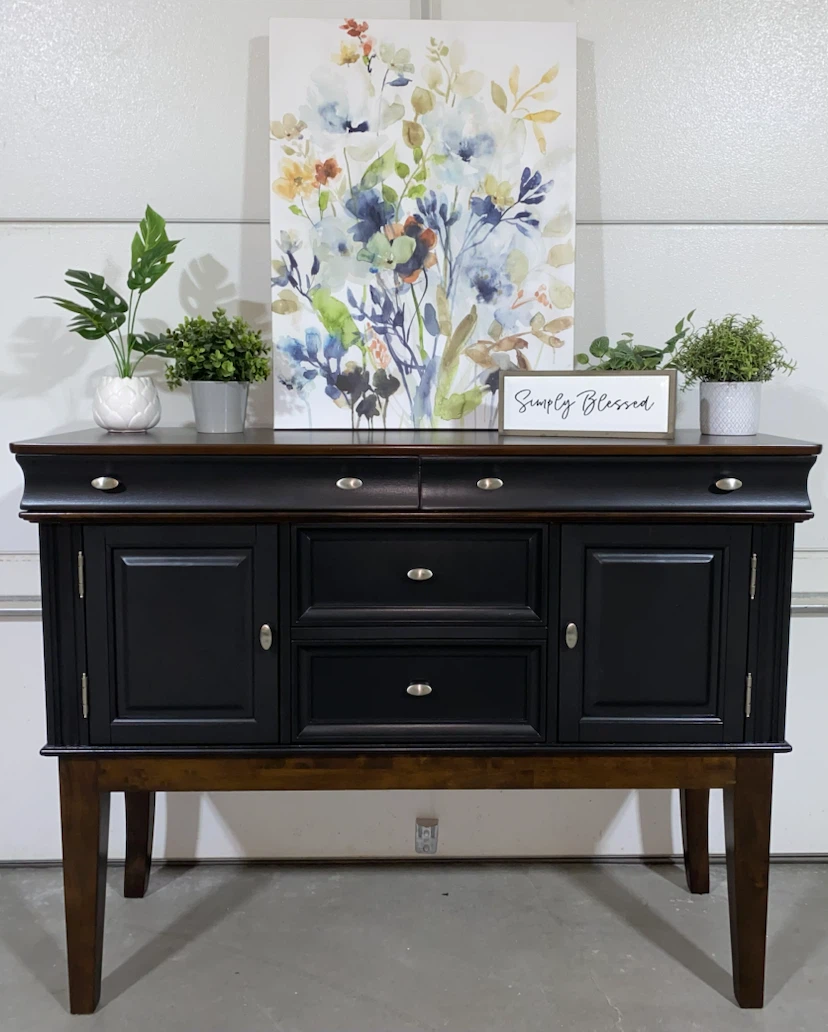 Beautiful Hardwood Sideboard Black & Walnut