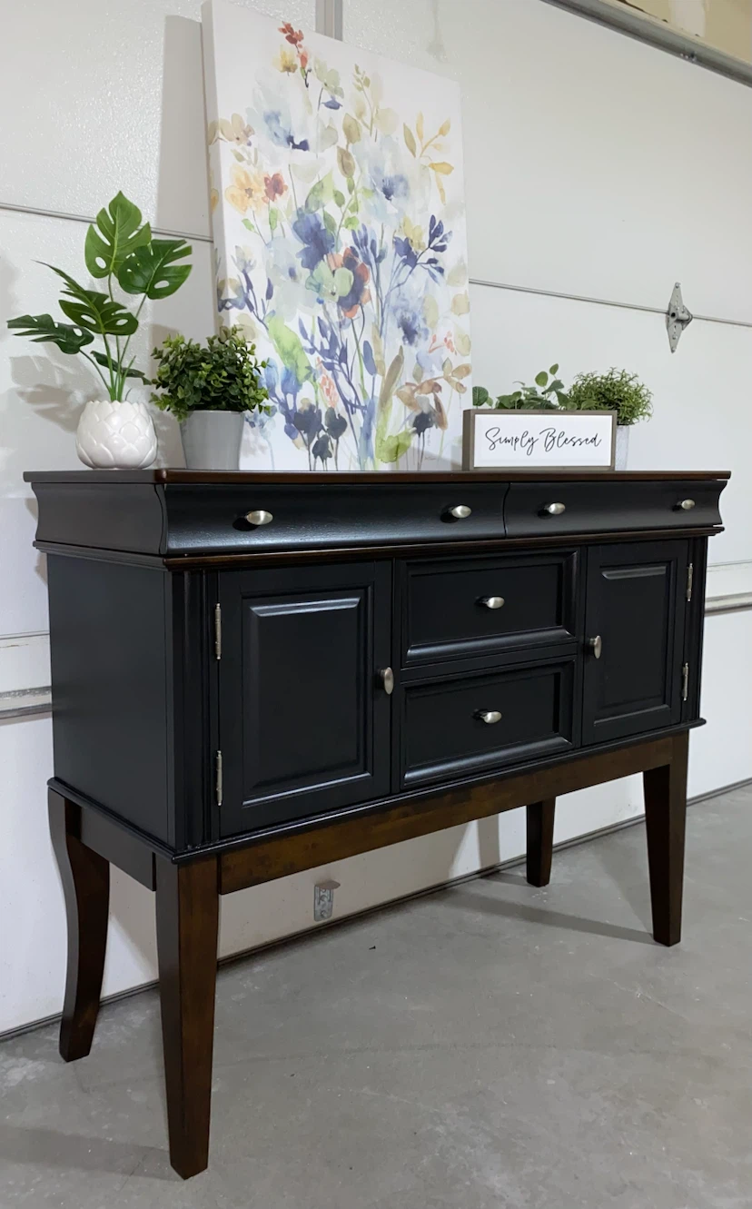 Beautiful Hardwood Sideboard Black & Walnut - photo 2
