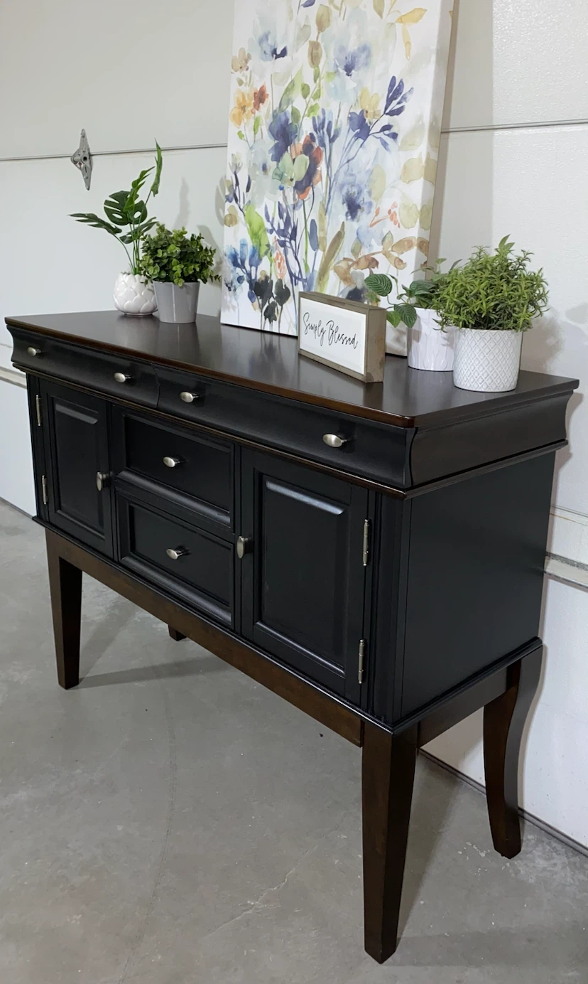 Beautiful Hardwood Sideboard Black & Walnut - photo 4