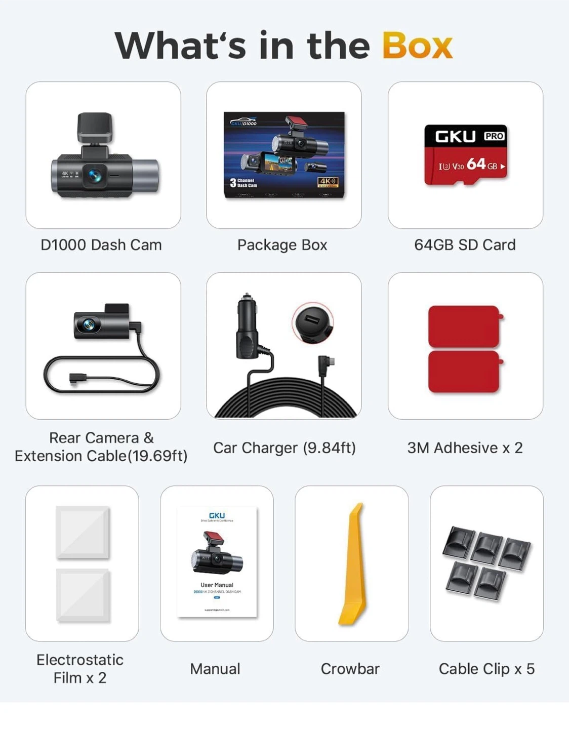 GKGU 4K 3 Channel Dash Cam with GPS and WiFi - photo 4