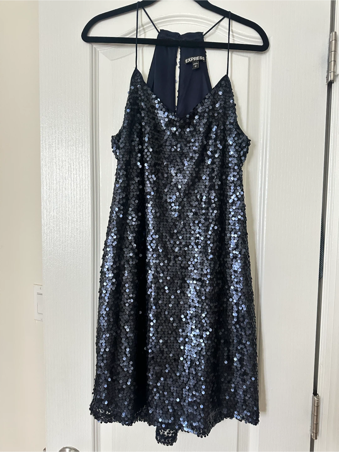 Express Navy Sequin Mini Dress