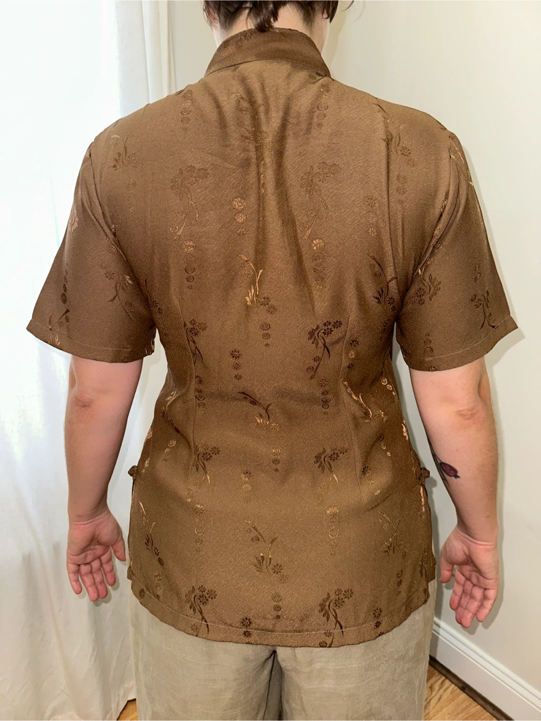 Brown Mandarin Collar Shirt - photo 4