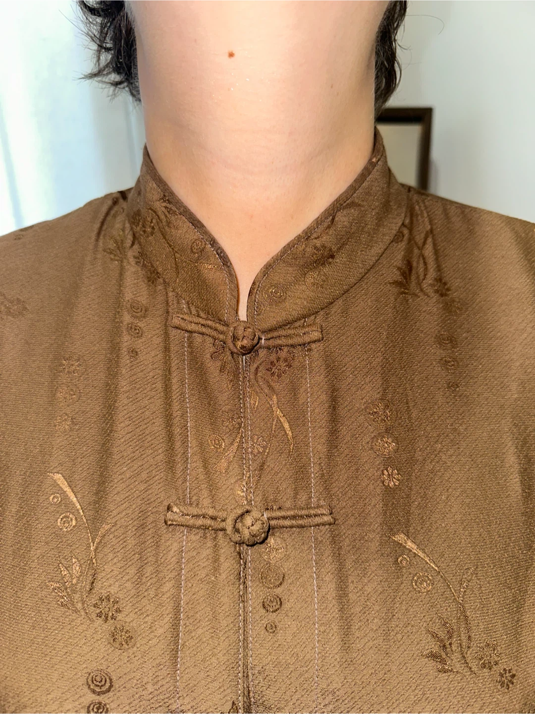 Brown Mandarin Collar Shirt - photo 5