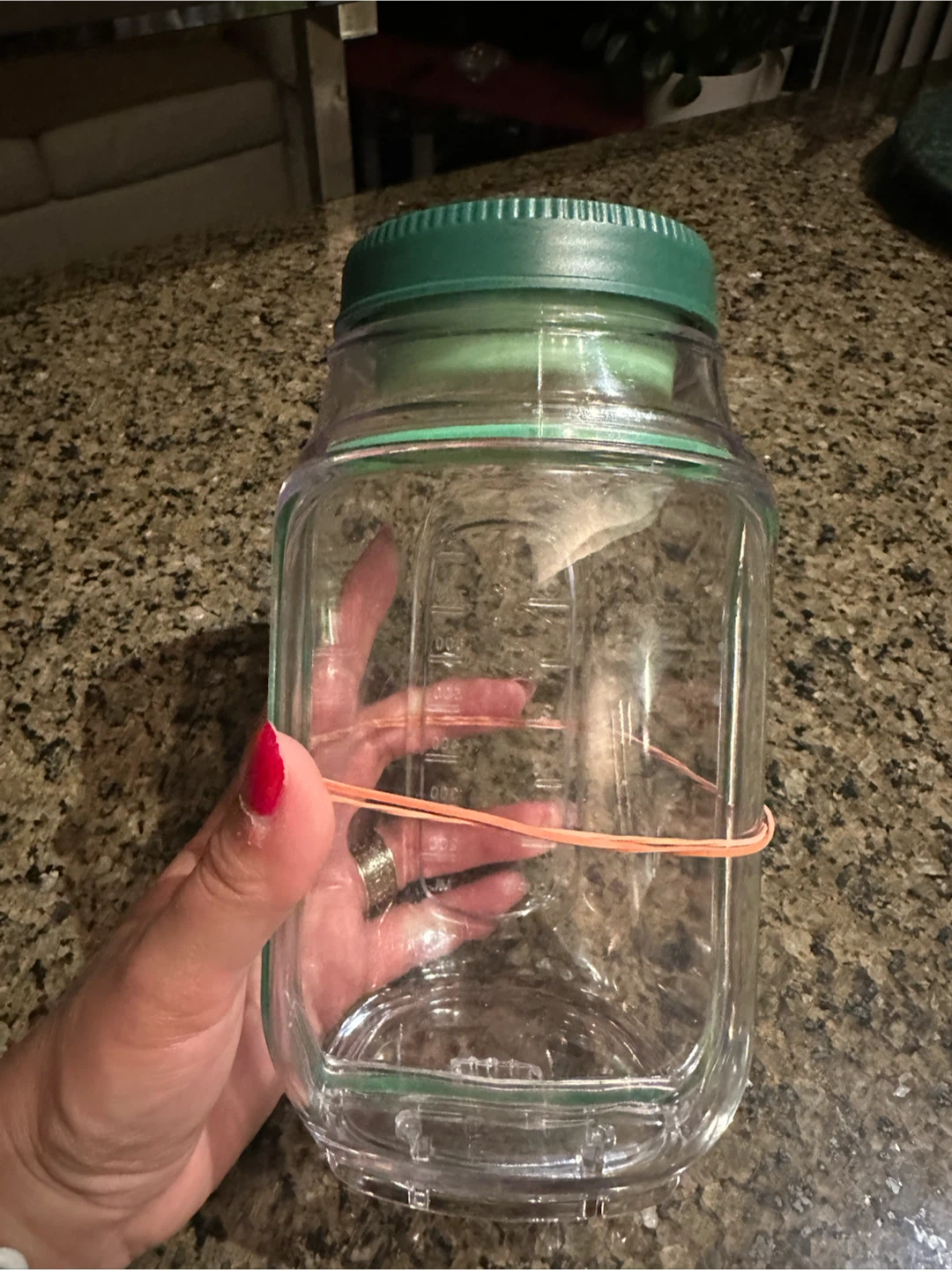 Clear Plastic Container with Green Lid