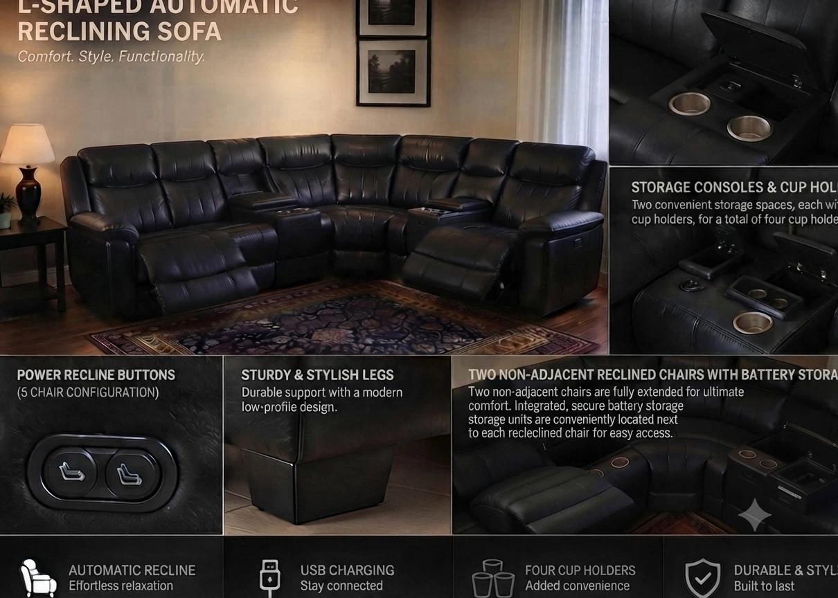 L-Shaped Automatic Reclining Sofa