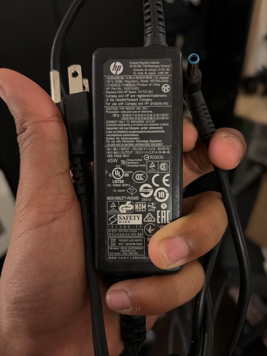 HP 45W AC Adapter HSTNN-DA40
